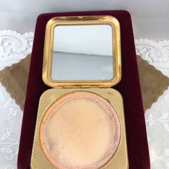 Vintage LEATHER SNAKESKIN STYLE Powder Compact - Picture 5 of 5